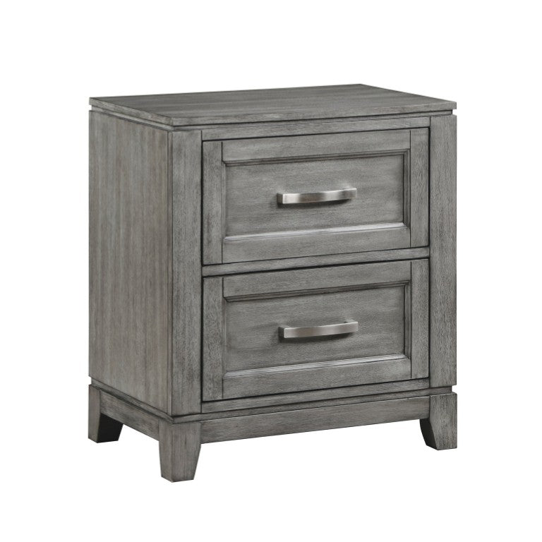 English Elm Nightstands with Okume Veneer Drawers and Satin Nickel Pulls for Bedroom Decor B011P567020