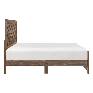 English Elm Bed California King Panel Frame V Pattern Headboard Engineered Wood Rustic Finish B011P567023