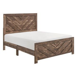 English Elm Bed Queen V Panel Headboard Engineered Wood Rustic Brown Warm Bedroom Frame B011P567024