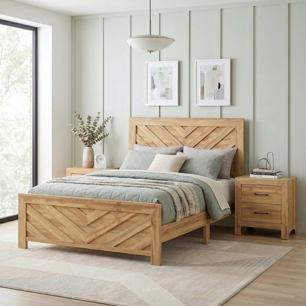 English Elm Bed Eastern King Coastal Platform with Faux Cane Headboard in Airy White Metal Multi Engineered Wood 79.5 L x 84 W x 54.5 H B011P567029
