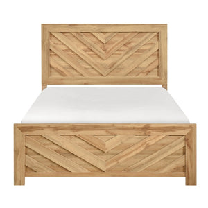 English Elm Bed Queen Frame Chevron Patterned Headboard Engineered Wood Warm Natural Finish B011P567031
