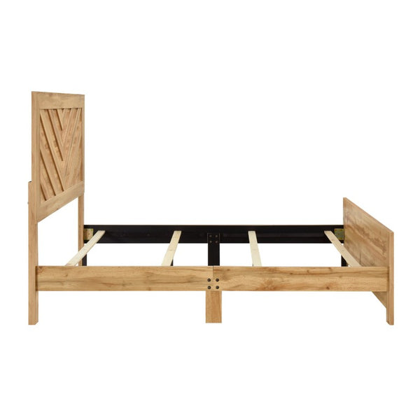 English Elm Bed Queen Frame Chevron Patterned Headboard Engineered Wood Warm Natural Finish B011P567031