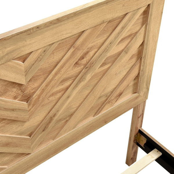 English Elm Bed Queen Frame Chevron Patterned Headboard Engineered Wood Warm Natural Finish B011P567031
