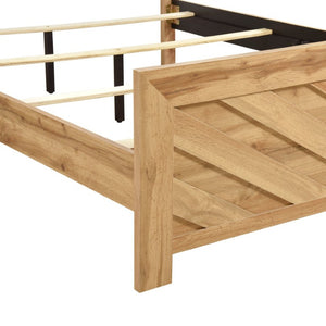 English Elm Bed Queen Frame Chevron Patterned Headboard Engineered Wood Warm Natural Finish B011P567031