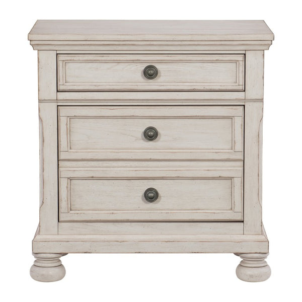 English Elm Nightstands Set of 2 Ash Veneer Traditional Bedroom Pair with Felt Lined Drawers B011P567036