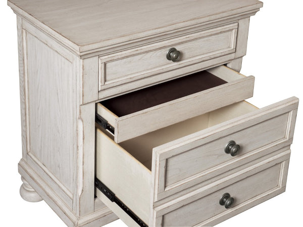 English Elm Nightstands Set of 2 Ash Veneer Traditional Bedroom Pair with Felt Lined Drawers B011P567036