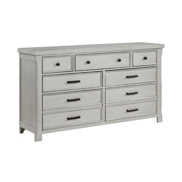 English Elm Dresser Seven Drawer Modern Gray Engineered Wood Bedroom Furniture with Cedar Lined Base B011P567037