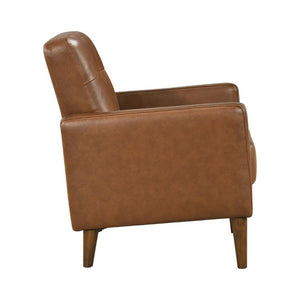English Elm Modern Tufted Leather Armchair with Pocket Coil Support and Walnut Rubberwood Legs Camel B011P567046