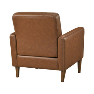English Elm Modern Tufted Leather Armchair with Pocket Coil Support and Walnut Rubberwood Legs Camel B011P567046