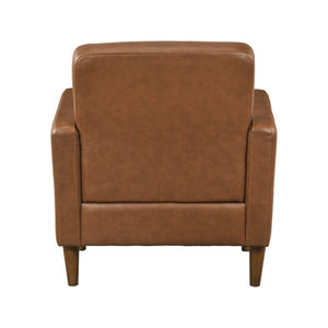 English Elm Modern Tufted Leather Armchair with Pocket Coil Support and Walnut Rubberwood Legs Camel B011P567046