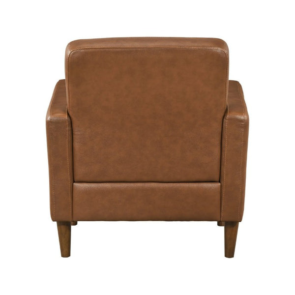 English Elm Modern Tufted Leather Armchair with Pocket Coil Support and Walnut Rubberwood Legs Camel B011P567046