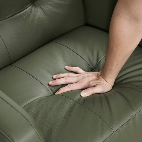 English Elm Modern Tufted Leather Armchair with Pocket Coil Support and Walnut Rubberwood Legs Green B011P567047