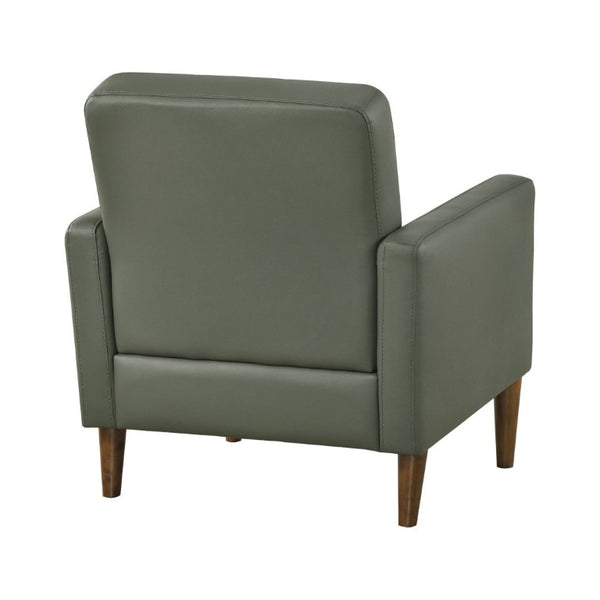 English Elm Modern Tufted Leather Armchair with Pocket Coil Support and Walnut Rubberwood Legs Green B011P567047