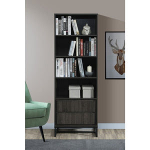 English Elm 69 Inch Tall Narrow Bookcase with Enclosed Base Cabinet for Home Office or Living Room Espresso B011P567058