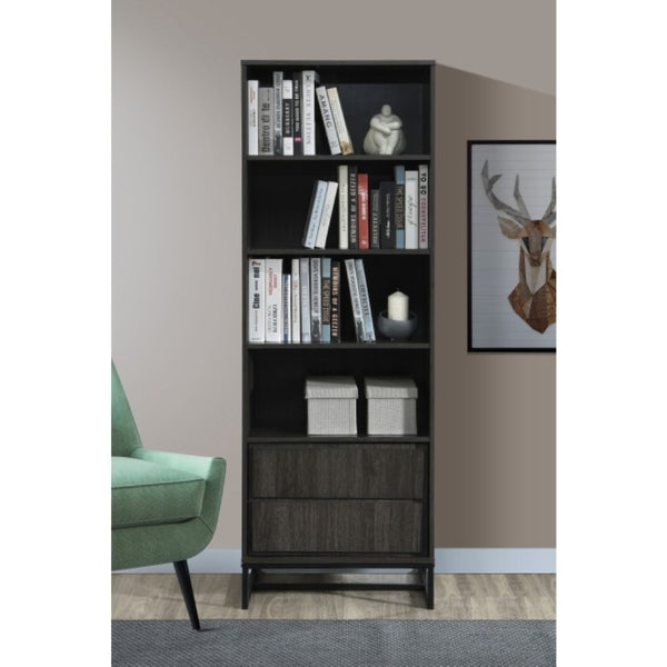 English Elm 69 Inch Tall Narrow Bookcase with Enclosed Base Cabinet for Home Office or Living Room Espresso B011P567058