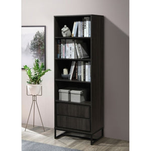 English Elm 69 Inch Tall Narrow Bookcase with Enclosed Base Cabinet for Home Office or Living Room Espresso B011P567058
