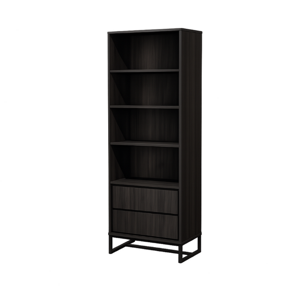 English Elm 69 Inch Tall Narrow Bookcase with Enclosed Base Cabinet for Home Office or Living Room Espresso B011P567058
