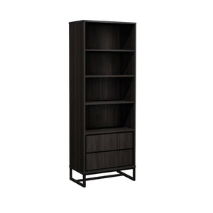 English Elm 69 Inch Tall Narrow Bookcase with Enclosed Base Cabinet for Home Office or Living Room Espresso B011P567058