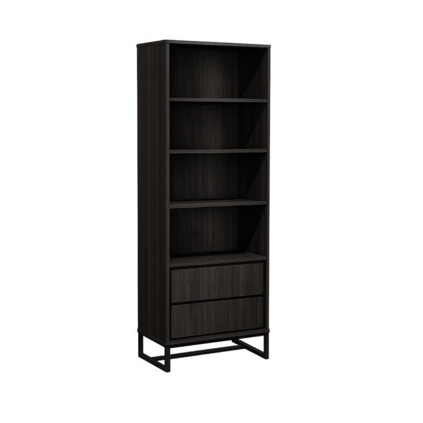 English Elm 69 Inch Tall Narrow Bookcase with Enclosed Base Cabinet for Home Office or Living Room Espresso B011P567058