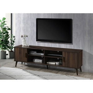 English Elm 71 Inch Low Profile Media Console with Open Shelving and Cabinet Storage for Living Rooms Dark Walnut B011P567071