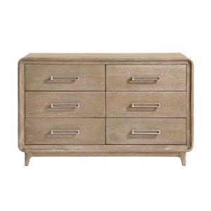English Elm Modern Six Drawer Oak Veneer Dresser with Dovetail Joints and Antique Nickel Pulls B011P567072
