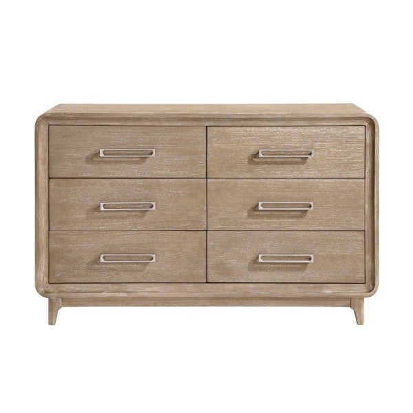 English Elm Modern Six Drawer Oak Veneer Dresser with Dovetail Joints and Antique Nickel Pulls B011P567072