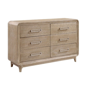 English Elm Modern Six Drawer Oak Veneer Dresser with Dovetail Joints and Antique Nickel Pulls B011P567072
