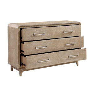 English Elm Modern Six Drawer Oak Veneer Dresser with Dovetail Joints and Antique Nickel Pulls B011P567072