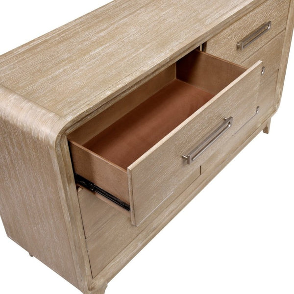 English Elm Modern Six Drawer Oak Veneer Dresser with Dovetail Joints and Antique Nickel Pulls B011P567072