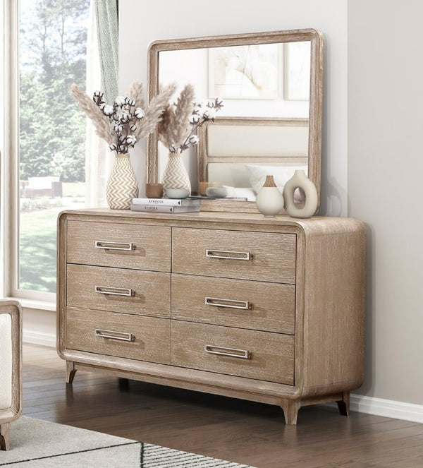 English Elm Modern Six Drawer Oak Veneer Dresser with Dovetail Joints and Antique Nickel Pulls B011P567072