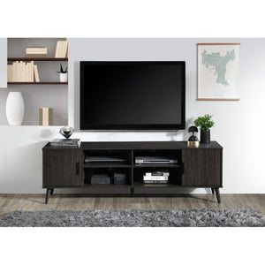 English Elm 71 Inch Low Profile Media Console with Open Shelving and Cabinet Storage for Living Rooms Espresso B011P567074