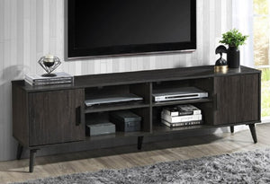 English Elm 71 Inch Low Profile Media Console with Open Shelving and Cabinet Storage for Living Rooms Espresso B011P567074
