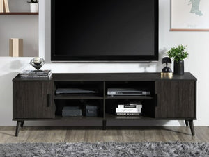 English Elm 71 Inch Low Profile Media Console with Open Shelving and Cabinet Storage for Living Rooms Espresso B011P567074