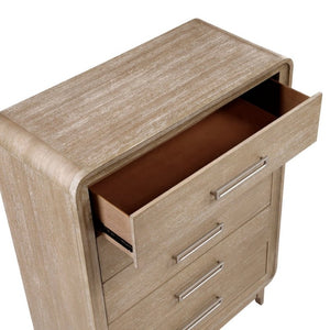 English Elm Modern Oak Veneer Five Drawer Tall Chest with Antique Nickel Pulls for Bedroom B011P567078