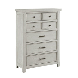 English Elm Classic Farmhouse Five Drawer Tall Chest in Oak Veneer with Antique Hardware B011P567079