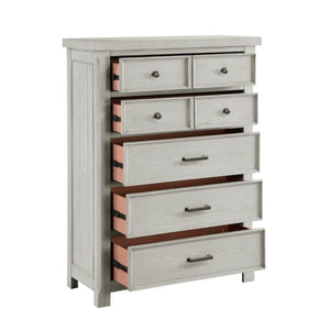 English Elm Classic Farmhouse Five Drawer Tall Chest in Oak Veneer with Antique Hardware B011P567079
