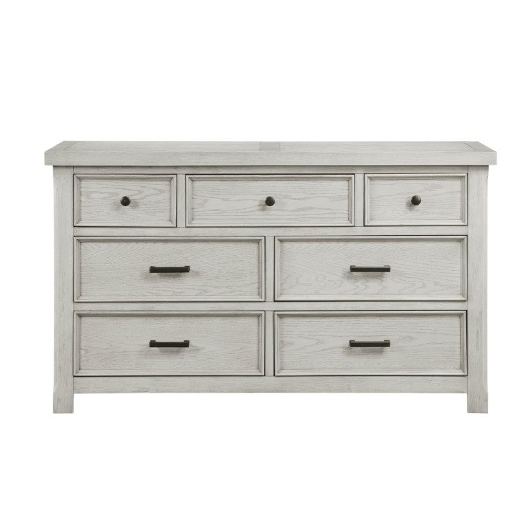 English Elm Classic Farmhouse Seven Drawer Oak Veneer Dresser with Antique Hardware Bedroom Storage B011P567082