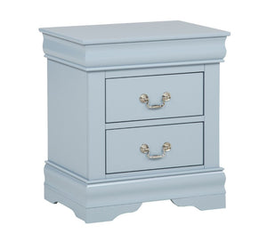 English Elm 1Pc Blue Louis Philip Wooden Nightstand Two Drawer Soft Close Bedroom Storage B011P567113