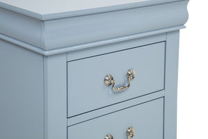 English Elm 1Pc Blue Louis Philip Wooden Nightstand Two Drawer Soft Close Bedroom Storage B011P567113
