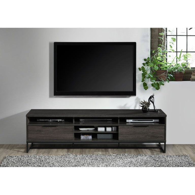 English Elm 71 Inch Espresso Media Console with Open Shelving and Drawers for Large Screen TVs B011P567957