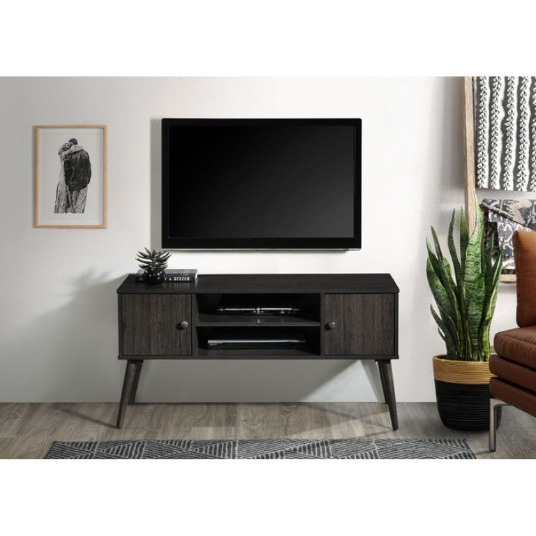 English Elm Mid Century Modern Media Console with Open Shelving and Cabinet Storage for Living Rooms Espresso B011P567982