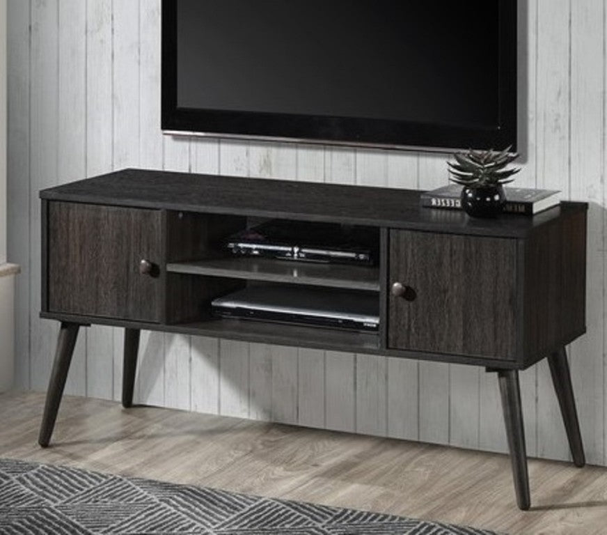 English Elm Mid Century Modern Media Console with Open Shelving and Cabinet Storage for Living Rooms Espresso B011P567982