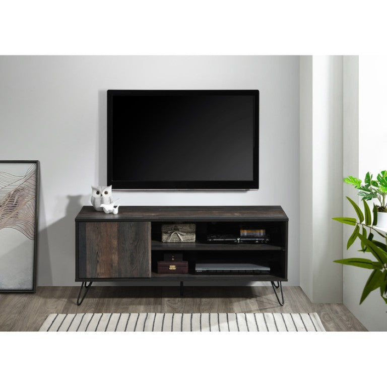 English Elm Modern Rustic Low Profile TV Console with Open Shelving and Cabinet for Living Rooms Retro Gray B011P567991