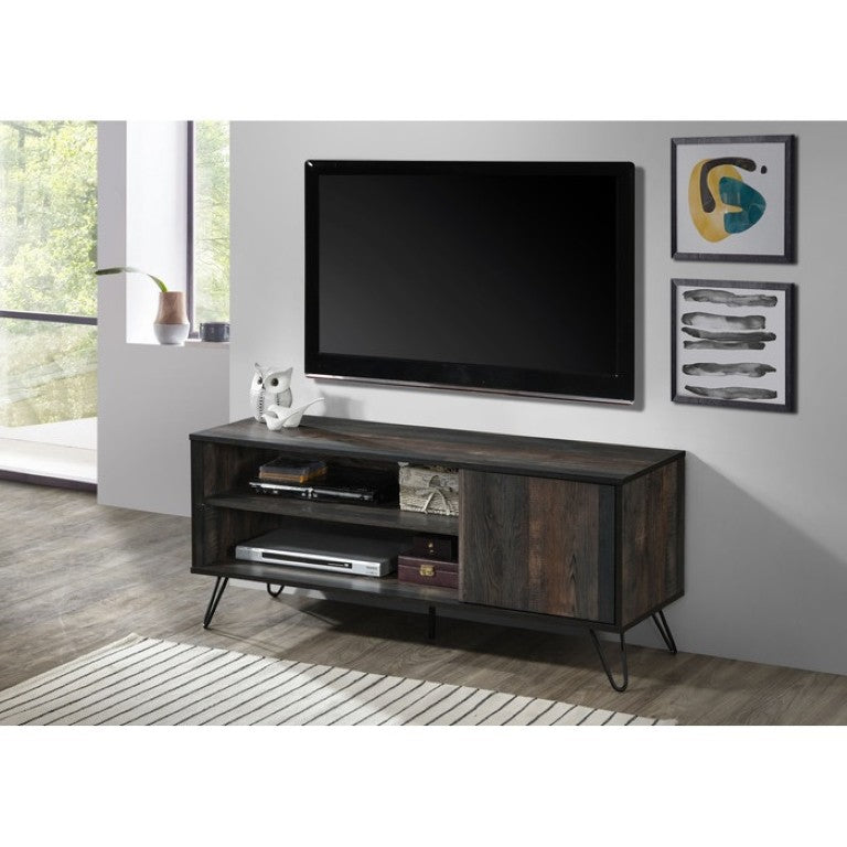 English Elm Modern Rustic Low Profile TV Console with Open Shelving and Cabinet for Living Rooms Retro Gray B011P567991