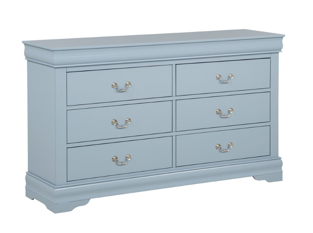 English Elm 1Pc Louis Philip Six Drawer Dresser Solid Wood Bedroom Storage with Bracket Feet B011P567994