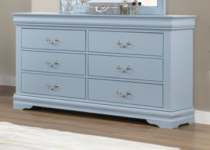 English Elm 1Pc Louis Philip Six Drawer Dresser Solid Wood Bedroom Storage with Bracket Feet B011P567994