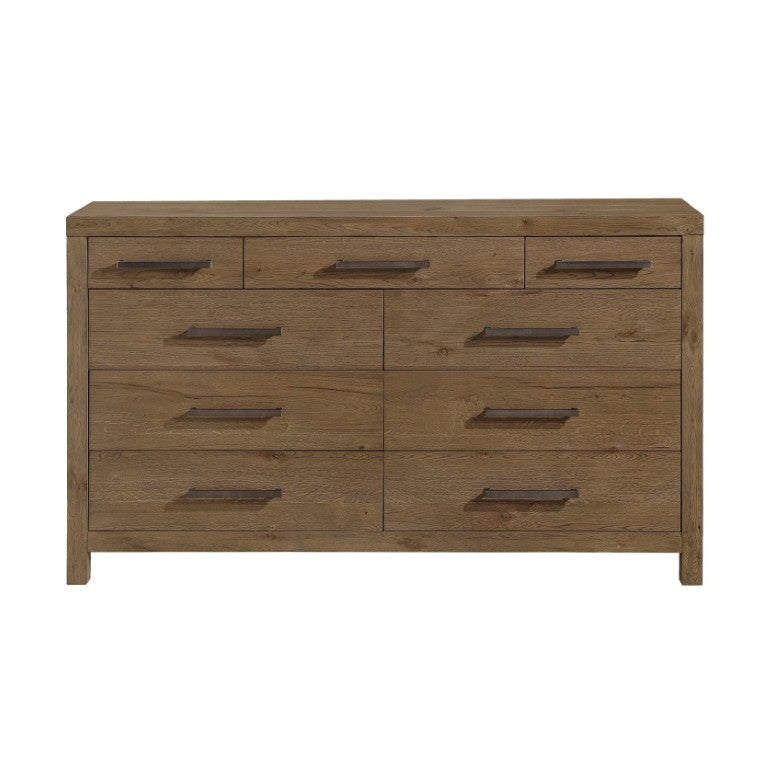 English Elm Rustic Brown French Oak Nine Drawer Dresser with Cedar Lining for Master Bedroom B011P568792
