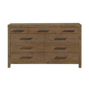 English Elm Rustic Brown French Oak Nine Drawer Dresser with Cedar Lining for Master Bedroom B011P568792