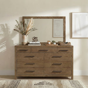 English Elm Rustic Brown French Oak Nine Drawer Dresser with Cedar Lining for Master Bedroom B011P568792