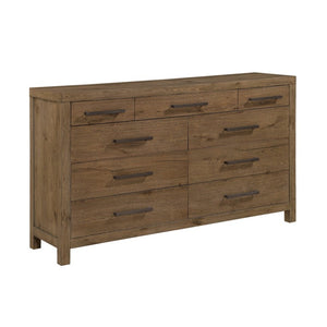 English Elm Rustic Brown French Oak Nine Drawer Dresser with Cedar Lining for Master Bedroom B011P568792